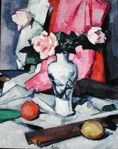 Rosor i en japansk vas, ca 1923 (olja på duk) av Samuel John Peploe
