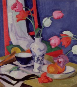 Tulpaner och frukt, ca 1919 (olja på duk) av Samuel John Peploe