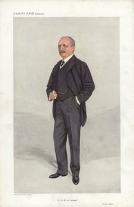 Archer Baker, C P R In Europe, Vanity Fair-tecknad film (lito i färg) av Samuel Luke (after) Fildes