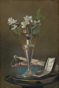 Stilleben med fläkt och hänge, ca. 18651875. av Samuel Marsdon Brookes