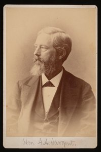Porträtt av Aaron Augustus Sargent 1827-1887, mellan 1876 och 1880. av Samuel Montague Fassett