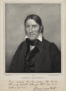 David Crockett, ca 1835 (litografi på chine collé) av Samuel Osgood