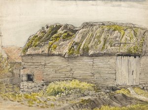 A Lada with a Mossy Roof, Shoreham (akvarell med brun tvätt, bläck, gouache och penna på papper) av Samuel Palmer