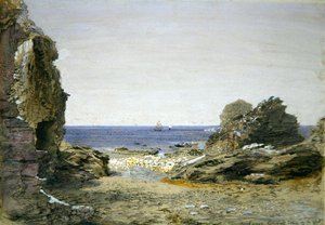 Backways, nära Tintagel, Cornwall (akvarell på papper) av Samuel Palmer