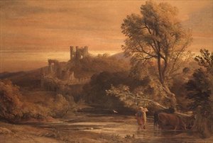 Boskap som korsar strömmen av Samuel Palmer