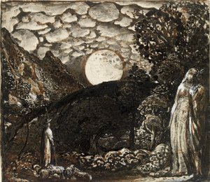 Herdar under en fullmåne, c1829-1830 av Samuel Palmer