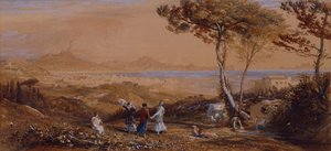 Neapelbukten (akvarell på papper) av Samuel Palmer