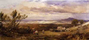 Majsfältet, molnig morgon (akvarell) av Samuel Palmer