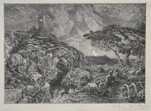 Det ensamma tornet av Samuel Palmer