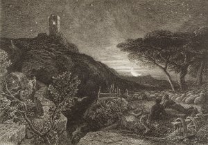 The Lonely Tower, 1879 (etsning) av Samuel Palmer