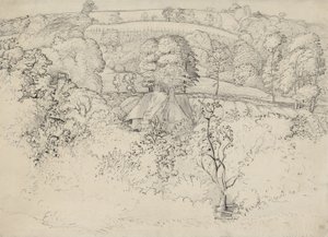 The Primitive Cottage, Shoreham (penna, bläck och tvätt på papper) av Samuel Palmer