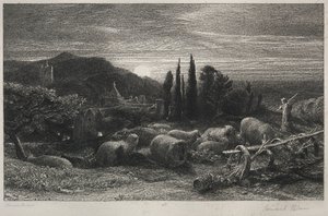 Den stigande månen. av Samuel Palmer