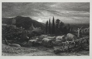 Den stigande månen, 1857. av Samuel Palmer