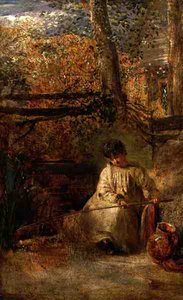 The Young Angler (olja ombord) av Samuel Palmer