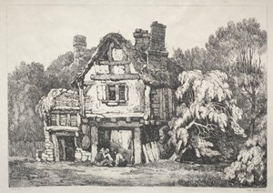 En serie gamla byggnader och lantliga stugor i norra England: nära Ashbourne av Samuel Prout