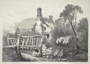 En serie gamla byggnader och lantliga stugor i norra England: nära Byland av Samuel Prout