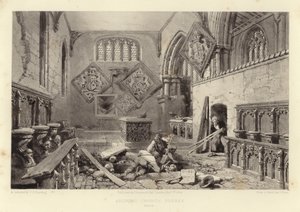 Arundel kyrka (lithotint) av Samuel Prout