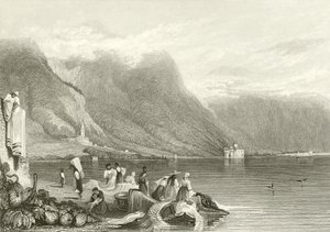 Slottet Chillon, Genèvesjön, Schweiz av Samuel Prout