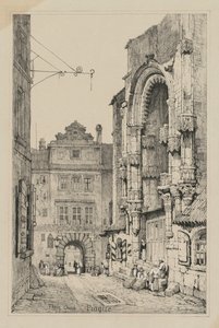 Facisimilies of sketches made in Flanders and Germany: Thein Church, Prag, 1833. av Samuel Prout