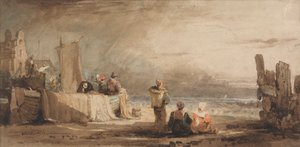 Figurer på en strand av Samuel Prout