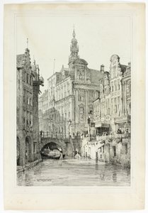 Hotel de Ville, Utrecht, efter faksimil av skisser utförda i Flandern och Tyskland av Samuel Prout