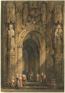 Interiör i en katedral av Samuel Prout