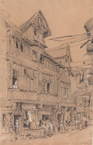 Gamla gatan i Lisieux, ca 1820 (akvarell på papper) av Samuel Prout