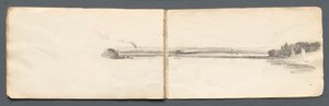 Skissbok: Landskap med segelbåtar, 1814. av Samuel Prout