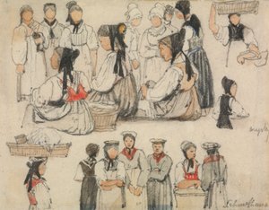 Studie av figurer vid Schaffhausen av Samuel Prout