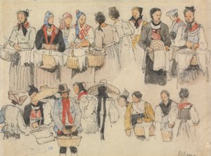 Studie av figurer vid Ulm av Samuel Prout