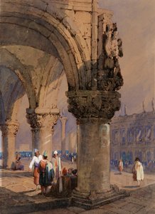 Kolonnaden vid Dogepalatset, Venedig av Samuel Prout