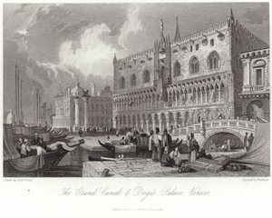 Canal Grande och Dogepalatset av Samuel Prout
