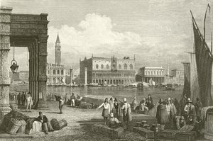 Canal Grande och Dogepalatset, Venedig av Samuel Prout