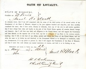 Loyalty oath of Samuel R. Black of Missouri, County of St. Louis av Samuel R. Black