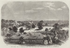 Drottningens besök i Birmingham, Aston Park, från Aston Hall, Birmingham på avstånd av Samuel Read