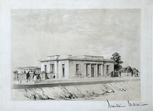 Swinton Station, c1840 (tonad litografi på papper) av Samuel Russell