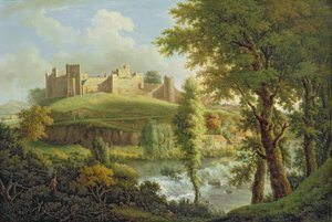 Ludlow Castle med Dinham Weir, från sydväst, ca 1765-69 (olja på duk)