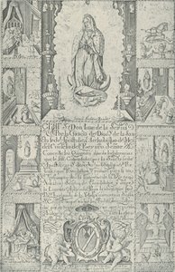 Avlat för donation av allmosor till byggandet av en kyrka till..., 1608 faksimil 1930-40. av Samuel Stradanus