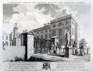 En perspektivvy av Foundling Hospital, graverad av Edward Rooker, 1749 av Samuel Wale