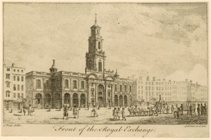 Framsidan av Royal Exchange, London av Samuel Wale