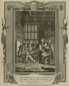 Lord Cromwell presenterar en ny översättning av Bibeln för kung Henry VIII i London år 1538