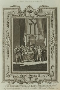 Upplösningen av det långa parlamentet 1653 av Oliver Cromwell (gravyr) av Samuel Wale