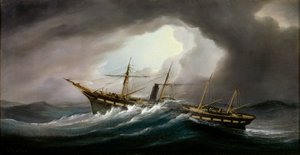 Hjulångaren "Great Western" i kuling, mitten - slutet av 1800-talet (olja på duk) av Samuel Walters