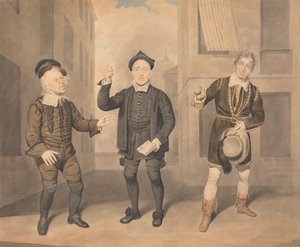 En scen ur en pjäs - tre skådespelare av Samuel de Wilde