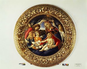 Madonna från Magnificat och fem änglar (tondo) - 1481-1483 av Sandro Botticelli
