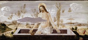 Pieta. Detalj av St Barnaba altartavla (tempera på trä av Sandro Botticelli