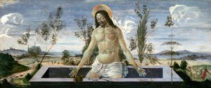 Predella panel som visar uppståndelsen, från St. Barnabas altartavla (tempera på panel) (se även 44334,44354,44358,85657) av Sandro Botticelli