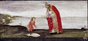 Vision av St Augustine, detalj av St Barnaba altartavla (tempera på trä av Sandro Botticelli