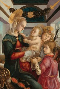 Madonna och barn med änglar av Sandro (attr. to) Botticelli