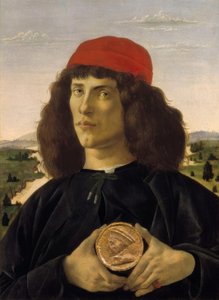 Porträtt av en främling med medaljen från Cosimo the A av Sandro Botticelli